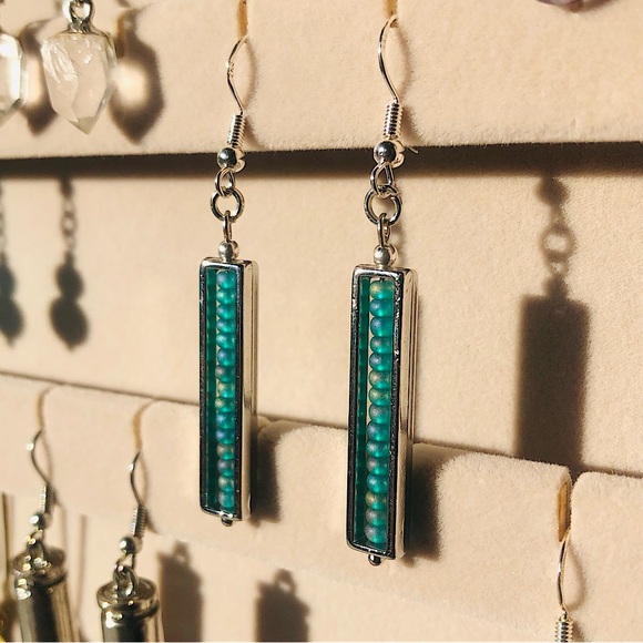 Sea Foam Blue Dangling Earrings - Picture 7 of 8